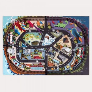 [본사] 르파파 시간 속 공룡마을 대형매트 200x140 (아이방러그 놀이방매트)