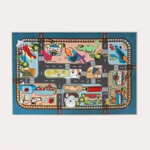 [본사] 르파파 시간 속 공룡마을 중형매트 150x100 (아이방러그 놀이방매트)