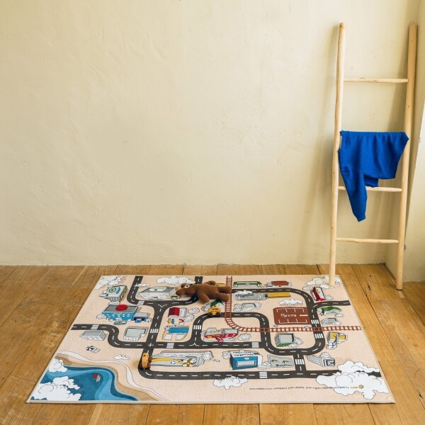 [본사] 르파파 어느 작은 마을 모노베이지 중형매트 150x100 (아이방러그 놀이방매트)