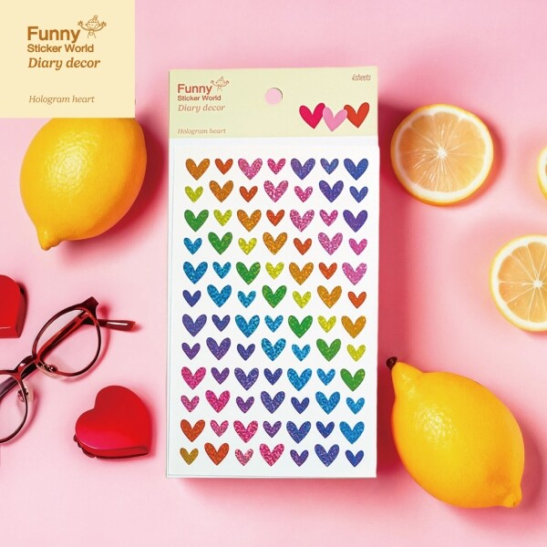 [겨울 놀이/만들기 기획전] 퍼니스티커 80-20H 홀로그램 하트 홀로그램 아트지 다이어리데코 스티커
