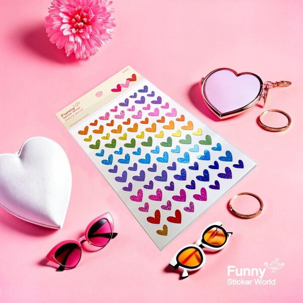[겨울 놀이/만들기 기획전] 퍼니스티커 80-20H 홀로그램 하트 홀로그램 아트지 다이어리데코 스티커