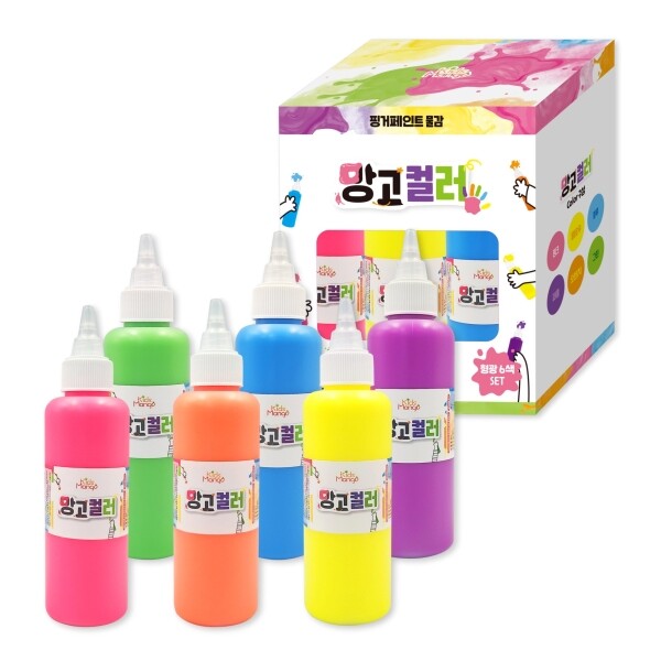 [키즈망고] 망고컬러 크림물감 160ml 형광6색 세트