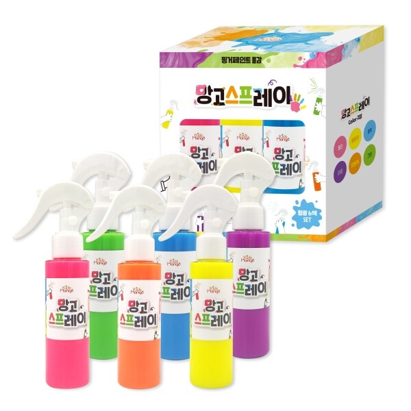 [키즈망고] 망고스프레이 스프레이물감 100ml 형광 6색 세트